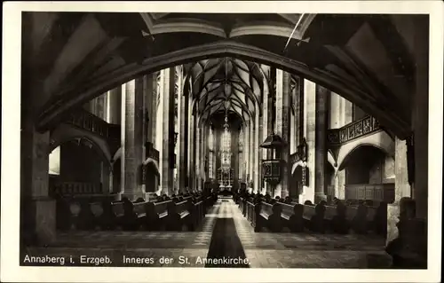 Ak Annaberg Buchholz Erzgebirge, St. Annenkirche, Innenansicht