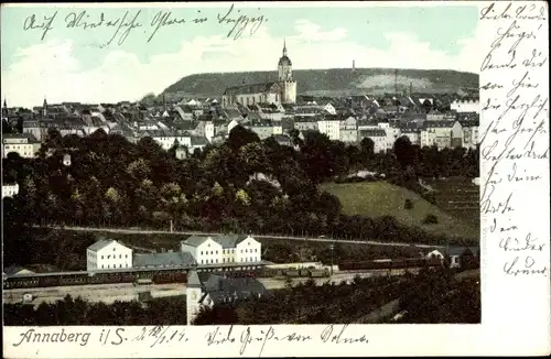Ak Annaberg Buchholz im Erzgebirge, Bahnhof, Panorama