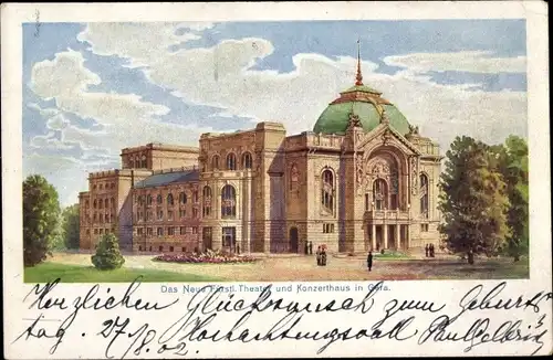 Litho Gera in Thüringen, Neues Fürstlisches Theater, Konzerthaus