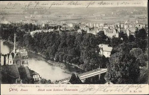 Ak Gera in Thüringen, Blick vom Schloss Osterstein, Untermhaus, Panorama