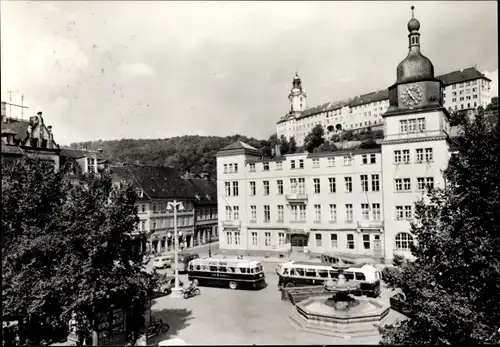 Ak Rudolstadt in Thüringen, Markt, Brunnen, Busse