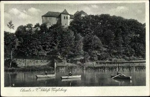 Ak Oelsnitz im Vogtland, Schloss Voigtsberg, Ruderboote