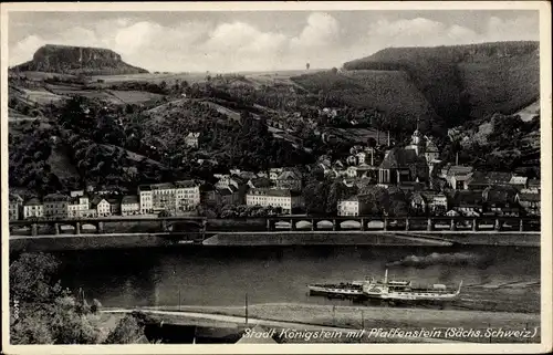 Ak Königstein an der Elbe Sächsische Schweiz, Stadt mit Pfaffenstein