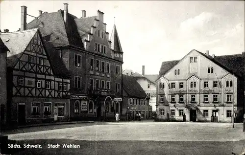 Ak Stadt Wehlen an der Elbe Sachsen, Marktplatz, Hotel Sächs. Schweiz
