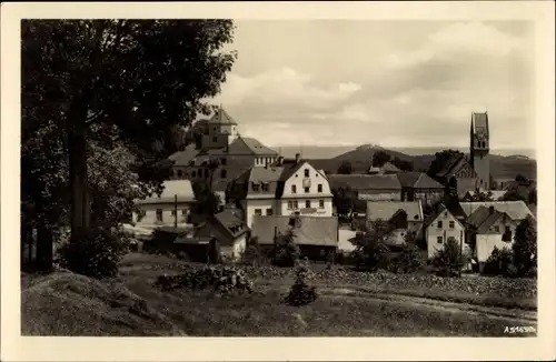 Ak Schönberg am Kapellenberg Bad Brambach im Vogtland, Ortspartie, Kirche