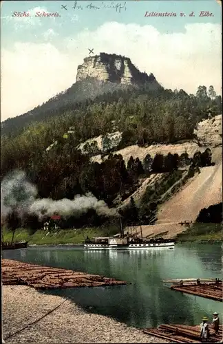 Ak Bad Schandau an der Elbe, Lilienstein, Dampfer