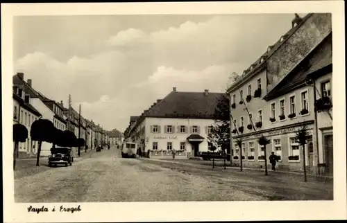 Ak Sayda im Erzgebirge, Gasthof Goldener Löwe, Straßenpartie