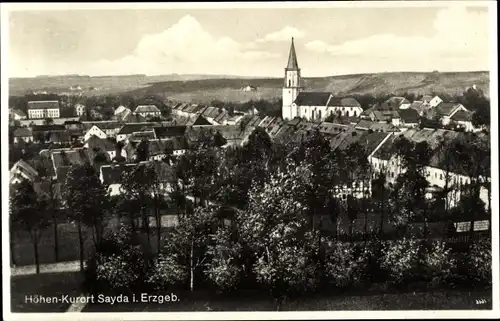 Ak Sayda im Erzgebirge, Kirche, Blick auf die Stadt