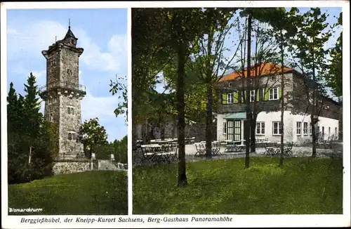 Ak Bas Berggießhübel in Sachsen, Bismarckturm, Berggasthaus Panoramahöhe