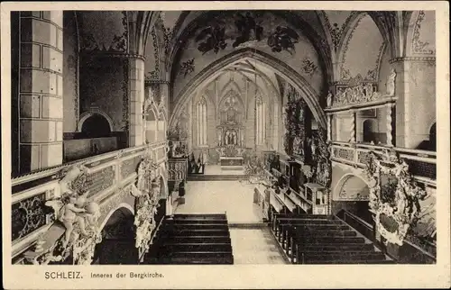 Ak Schleiz im Vogtland Thüringen, Inneres der Bergkirche