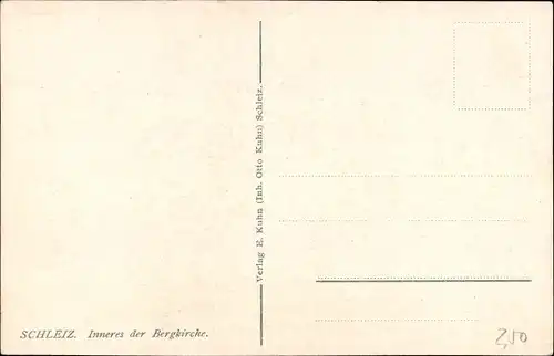 Ak Schleiz im Vogtland Thüringen, Inneres der Bergkirche