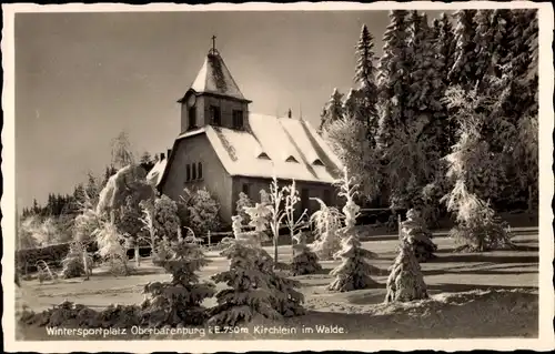 Ak Oberbärenburg Altenberg im Erzgebirge, Kirchlein im Walde, Winter