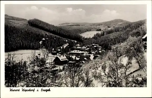 Ak Kipsdorf Altenberg im Erzgebirge, Ortsansicht mit Umgebung, Winter