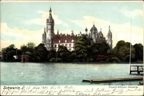 Ak Schwerin in Mecklenburg, Großherzogliches Schloss, Seeseite