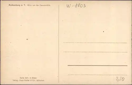 Künstler Ak Zeltner, Philipp, Rothenburg ob der Tauber Mittelfranken, Blick von der Herrenmühle