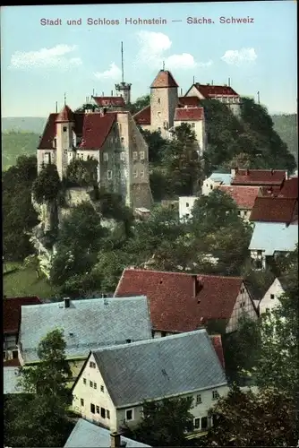 Ak Hohnstein in der Sächsischen Schweiz, Stadt und Schloss