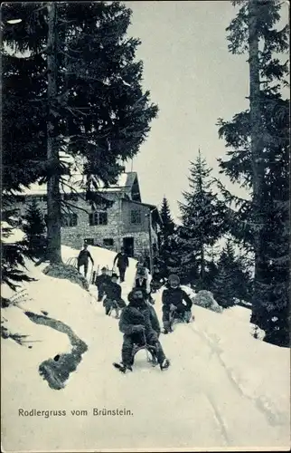 Ak Oberaudorf in Oberbayern, Brünnstein, Winter, Rodler