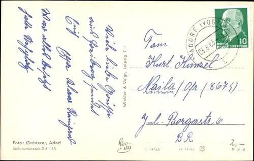 Ak Adorf im Vogtland, Ortspartie mit Kirche