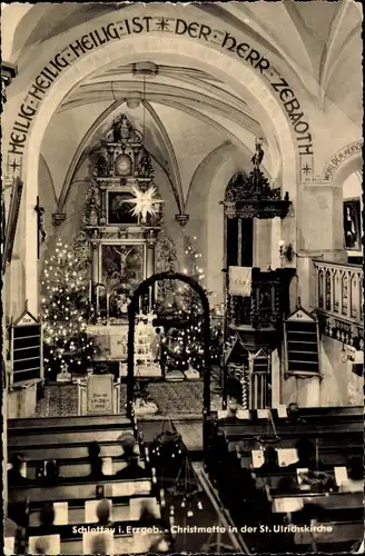 Ak Schlettau im Erzgebirge, Christmette in der St. Ulrichskirche