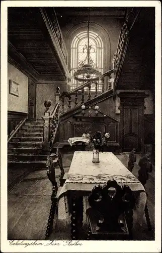 Ak Kurort Rathen im Elbsandsteingebirge, Erholungsheim Zion, Innenansicht, Diele