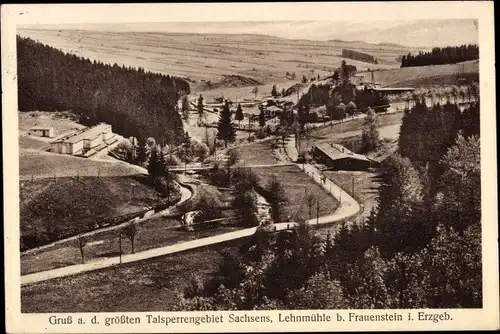 Ak Lehnmühle Frauenstein im Erzgebirge, Panorama Talsperrengebiet