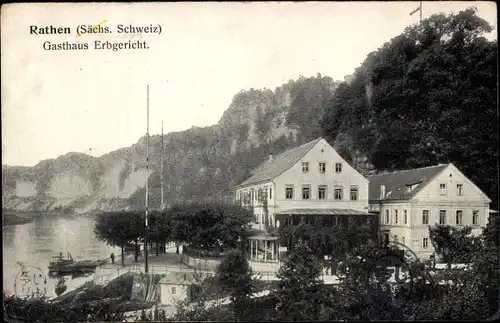 Ak Rathen an der Elbe Sächsische Schweiz, Gasthaus Erbgericht