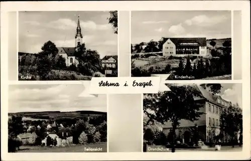 Ak Sehma Sehmatal im Erzgebirge, Kirche, Kinderheim, Grundschule