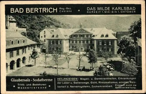 Ak Bad Bertrich an der Mosel Eifel, Glaubersalz Sodatherme, Kurhaus, Heilanlagen