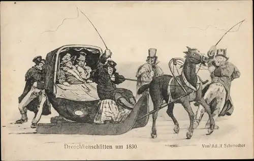 Künstler Ak Schroedter, Adolf, Droschkenschlitten um 1830