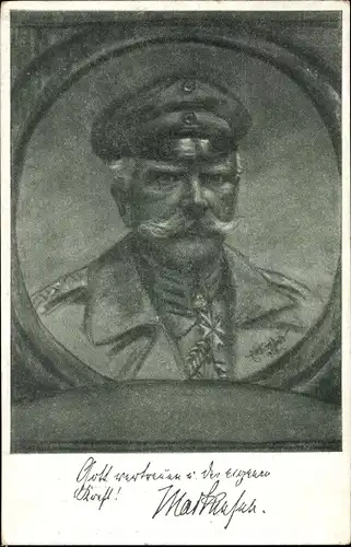 Künstler Ak Generalfeldmarschall August von Mackensen, Portrait, Gott vertrauen u. der eigenen Kraft