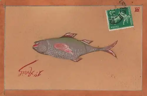 Stoff Ak Glückwunsch 1. April, Fisch