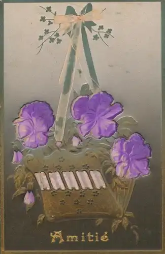Stoff Ak Amitie, Blumen in der Handtasche