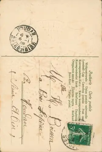 Präge Ak Glückwunsch Neujahr, Käfer, Vergissmeinnicht, Margeriten, Rosen