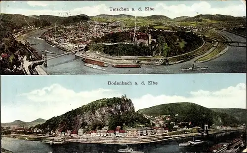 Ak Děčín Tetschen an der Elbe Region Aussig, Podmokly Bodenbach an der Elbe, Gesamtansicht