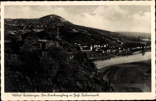 Ak Velké Žernoseky Groß Czernosek Tschernosek Region Aussig, Dreikreuzberg