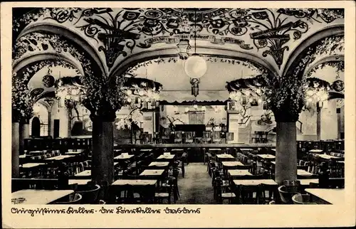 Ak Dresden Altstadt, Blick in den Augustiner Keller, Säulen, Bar