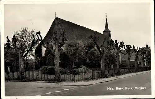 Ak Visvliet Groningen, Ned. Herv. Kerk