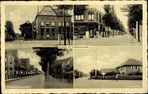 Ak ’s Gravenzande Westland Südholland, Postkantoor met Gravenhoek, Langestraat, Zeestraat
