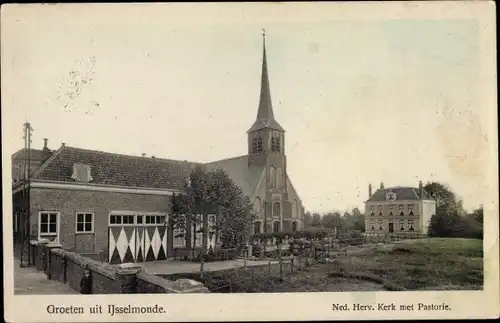 Ak IJsselmonde Rotterdam Südholland Niederlande, Ned. Herv. Kerk met Pastorie