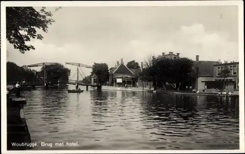 Ak Woubrugge Jacobswoude Südholland, Brug met hotel