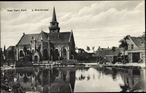 Ak 's Gravendeel Südholland, Ned. Herv. Kerk