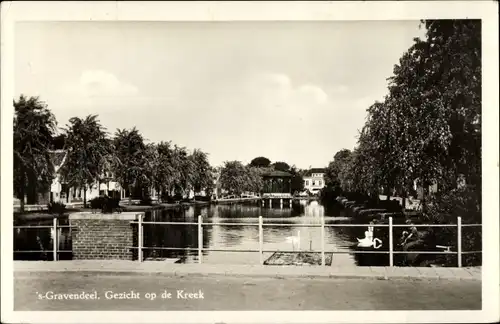 Ak 's Gravendeel Südholland, Gezicht op de Kreek, Swans