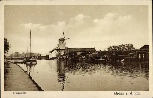 Ak Alphen aan den Rijn Südholland, Rijngezicht, Molen