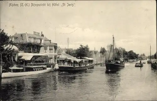 Ak Alphen aan den Rijn Südholland, Rijngezicht bij Hotel St Joris, Boote