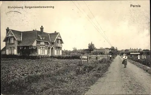 Ak Pernis Rotterdam Südholland Niederlande, Sluisjesweg Burgemeesterswoning