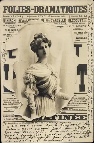 Zeitungs Ak Folies-Dramatiques, Portrait einer Frau
