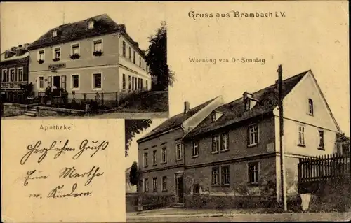 Ak Bad Brambach im Vogtland, Wohnung von Dr. Sonntag, Apotheke