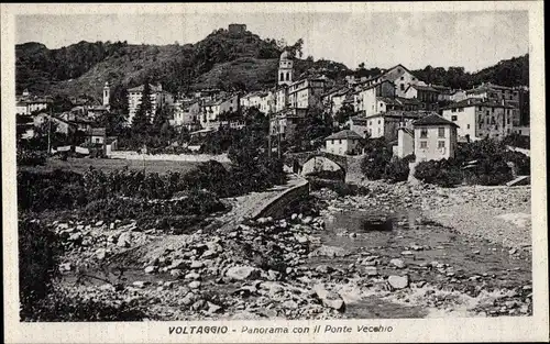 Ak Voltaggio Piemonte, Panorama con il Ponte Vecchio