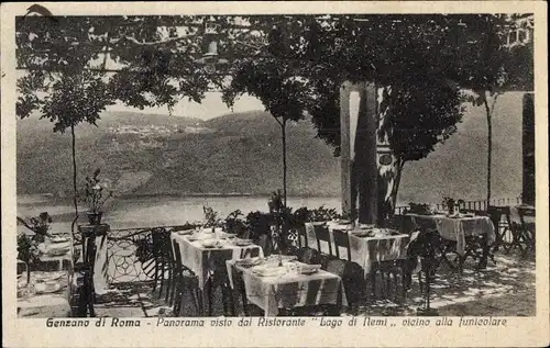 Ak Genzano di Roma Rom Lazio, Panorama visto dal Ristorante Lago di Nemi