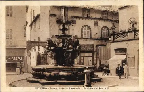 Ak Viterbo Lazio, Piazza Vittorio Emanuele, Fontana